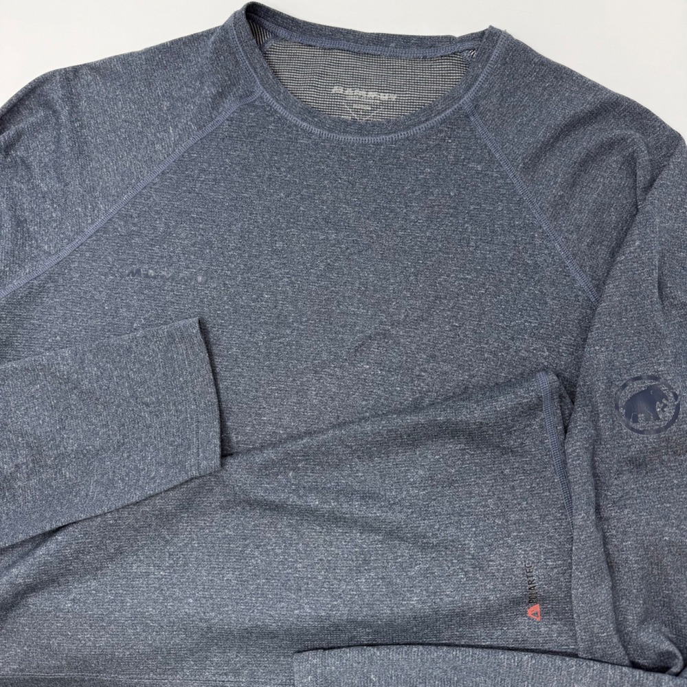 Mammut Polartec Power Grid Wool Blend Long Sleeve Base Layer Blue Mens Large